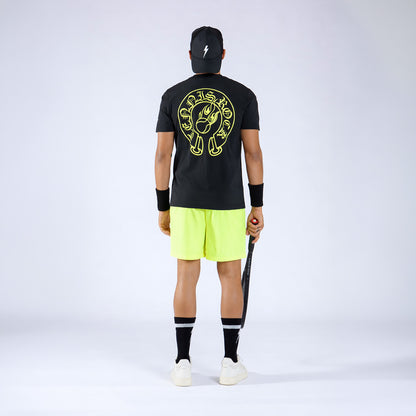 T-SHIRT ROCK BLACK & FLUO YELLOW