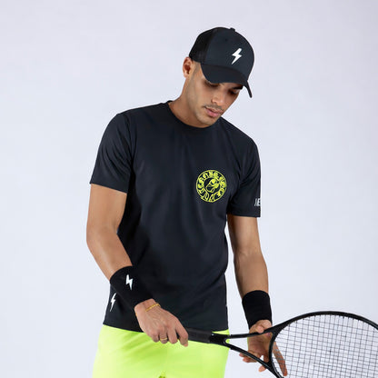 T-SHIRT ROCK BLACK & FLUO YELLOW