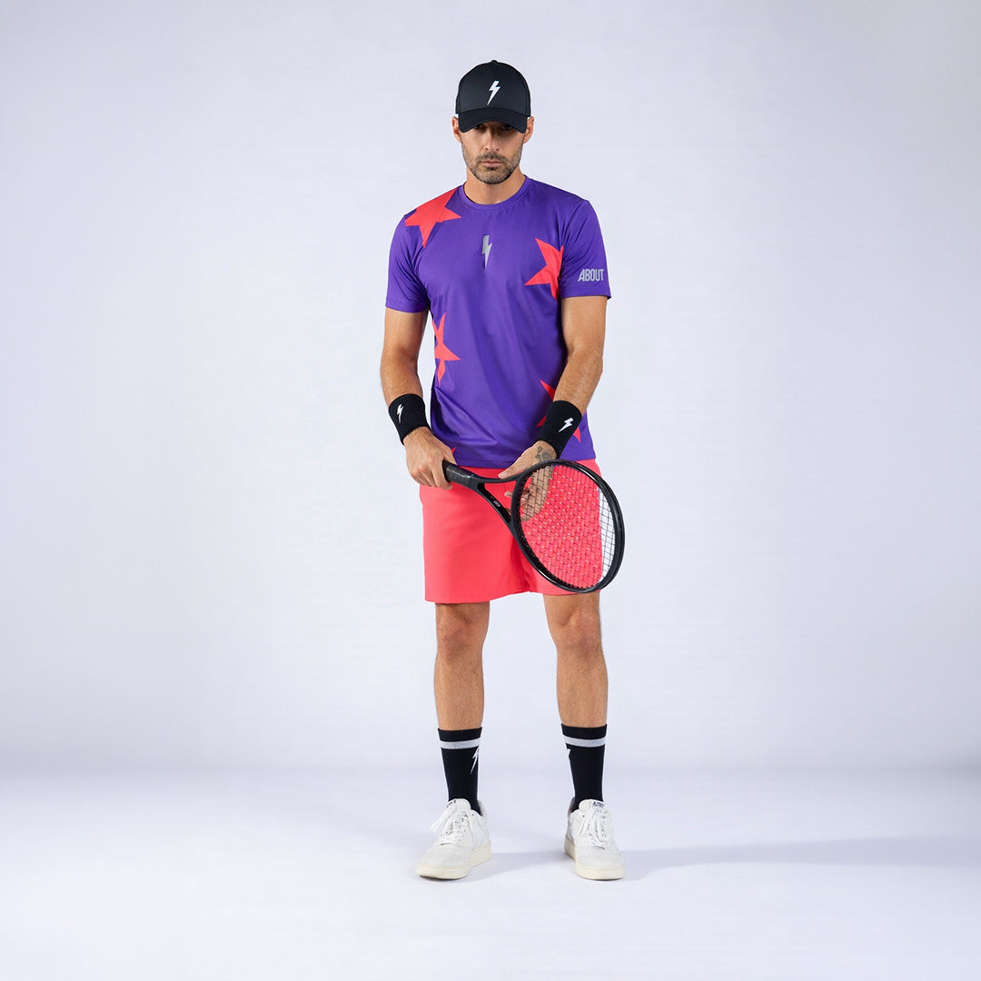 T-SHIRT STARS PURPLE & PSYCO RED