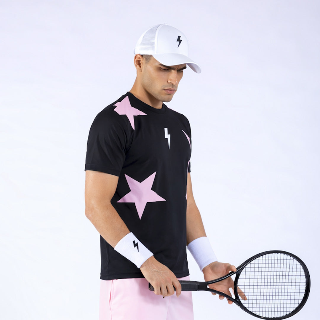 T-SHIRT STARS BLACK & PINK