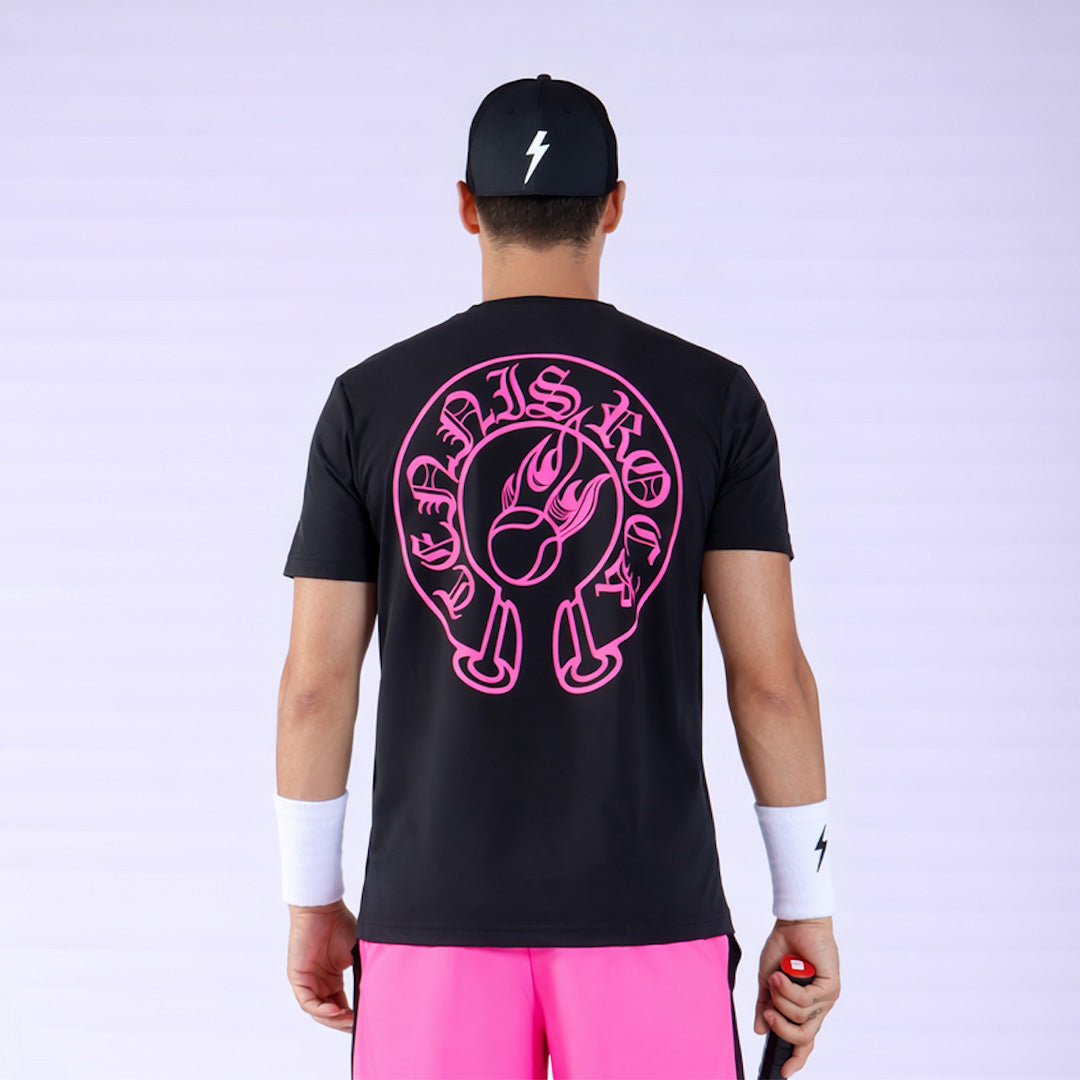 T-SHIRT ROCK BLACK & SHOCKING PINK