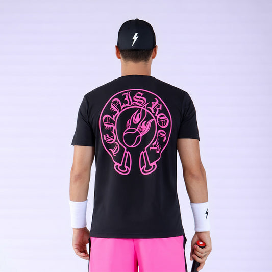 T-SHIRT ROCK BLACK & SHOCKING PINK